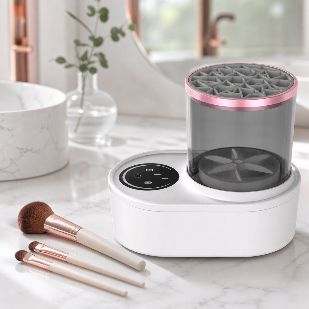 Electric Makeup Brush Cleaner — Washes & Dries, Rechargeable