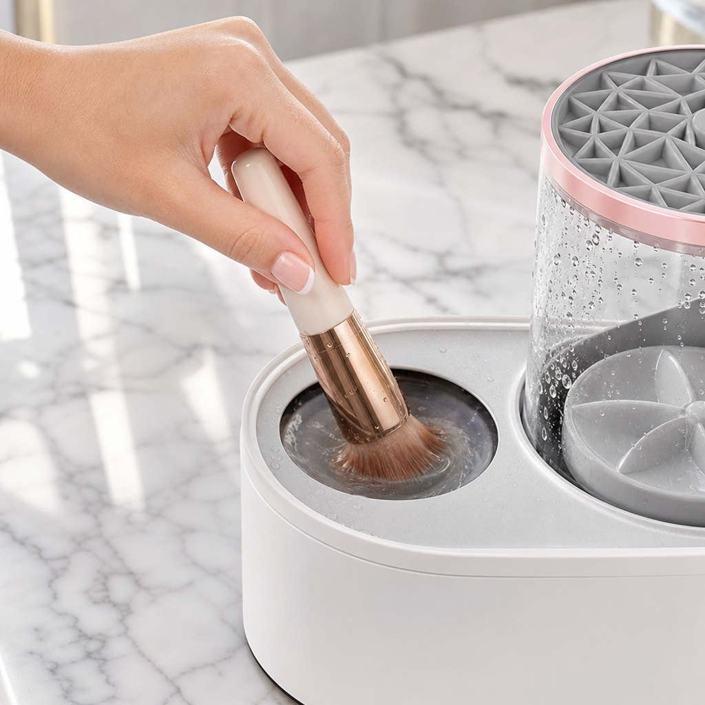 Electric Makeup Brush Cleaner — Washes & Dries, Rechargeable