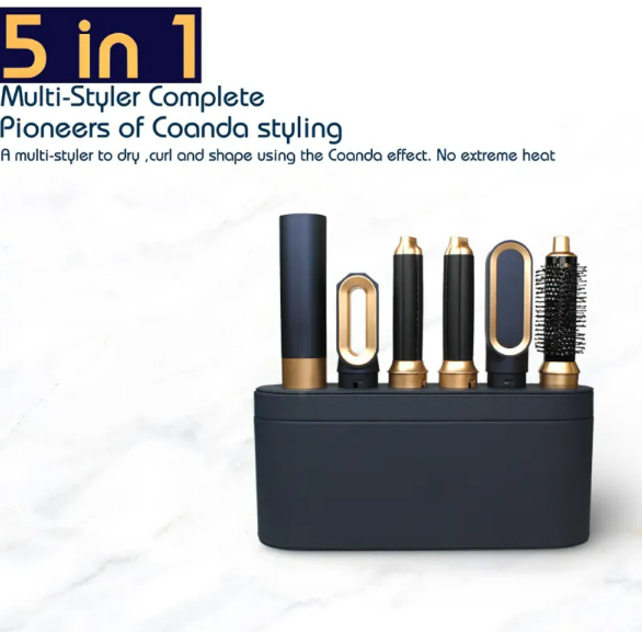 5-in-1 Hair Styler & Curling Wand — Dryer, Curler & Brush in One
